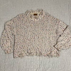 POL Distressed Confetti Sweater, Woman’s S
